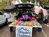 People around the Trunk or Treat display.