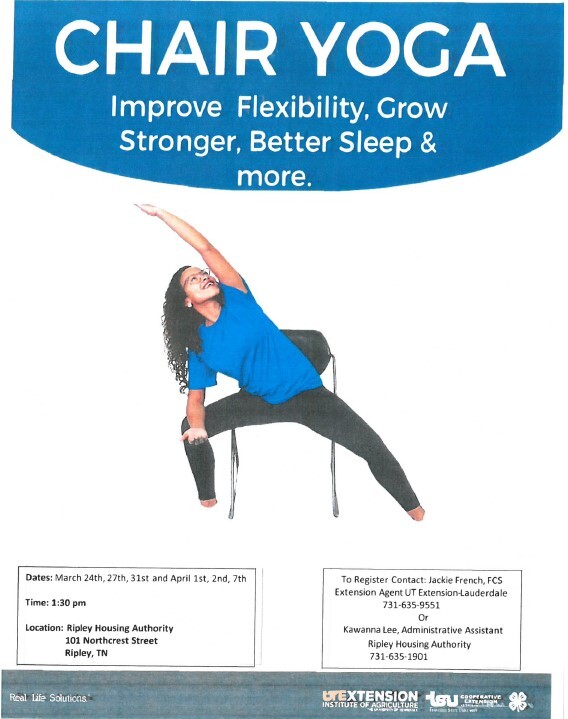 Chair Yoga Flyer. All information on this flyer is listed above.